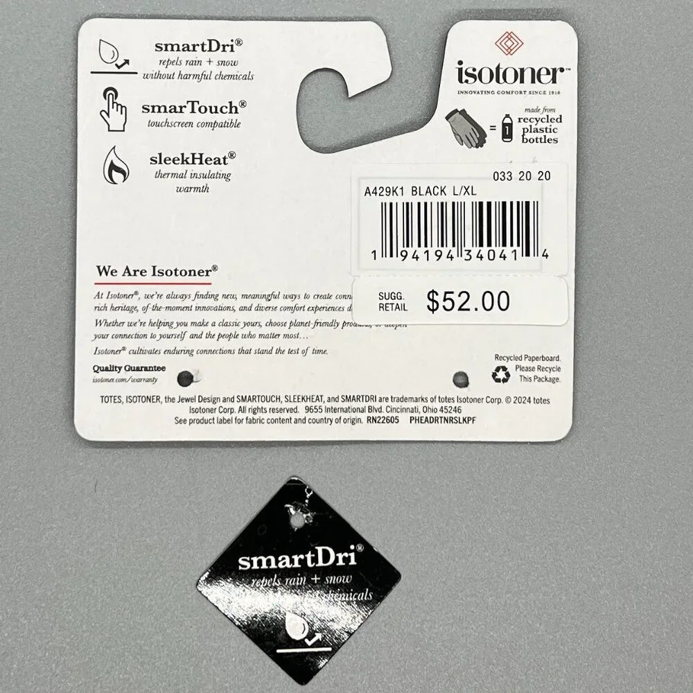 Isotoner Women’s Black L/XL Touchscreen Gloves LIKE NEW - Picture 5 of 5